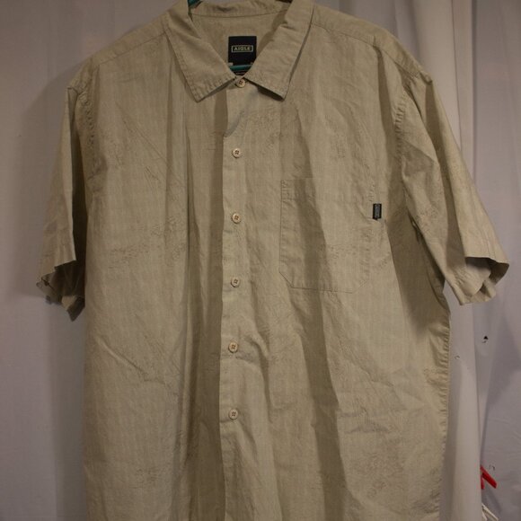 Vintage Aigle Men's XL Tan Geometric Texture Print 1853 Short Sleeve - Picture 1 of 6